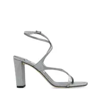 Pantofi cu toc Jimmy Choo 'Azie' Metallic Sandals With High Stacked Heel And Criss-Cross Strap In Tech Fabric Woman