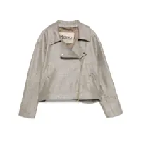 Geci biker Herno Metallic Boucle Biker Jacket Femei