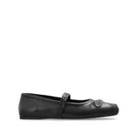 Balerini Black Ballerinas With Embossed Bow Detail On The Front In Leather Woman Femei