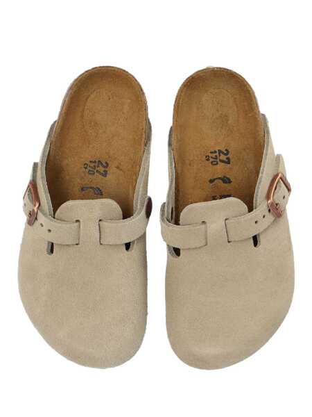 Slapi Birkenstock Boston Kids taupe, Suede Leather Brown Fete (BM 17935776) 4