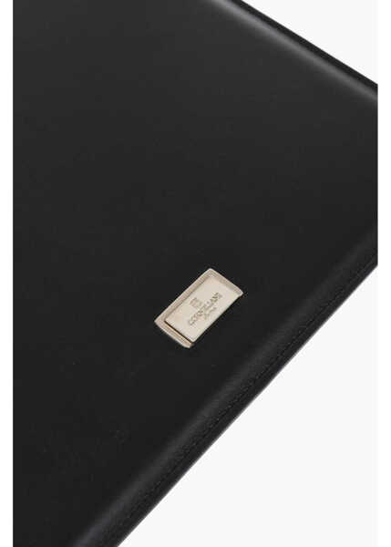 Huse mobil & tablete CORNELIANI Solid Color Leather Tablet Holder With Silver-Tone Logo Black Barbati (BM 17936140) 3