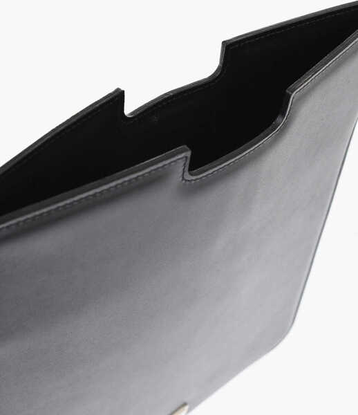 Huse mobil & tablete CORNELIANI Solid Color Leather Tablet Holder With Silver-Tone Logo Black Barbati (BM 17936140) 4