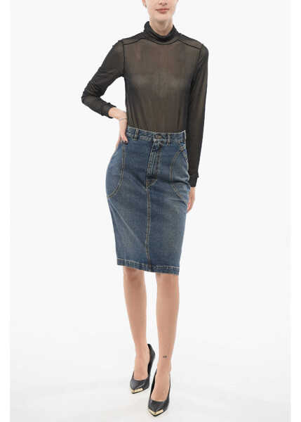 Fuste casual Alaa Denim Pencil Skirt Blue Femei (BM 17936143) 4