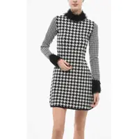 Imbracaminte Viktor & Rolf Dama - Rochii elegante Viktor & Rolf Houndstooth Knitted Dress With Frayed Detail Black & White Femei (BM 17936146) - B-mall.ro