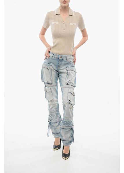 Blugi drepti THE ATTICO Light-Washed Cargo Denims Light Blue Femei (BM 17936179) 4