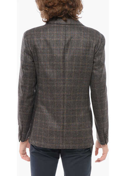 Sacouri CORNELIANI Cc Collection Tartan Unlined Retailored Light Wool Blazer Brown Barbati (BM 17936203) 2