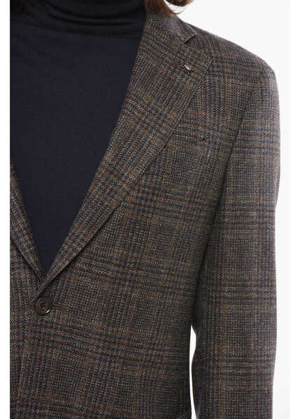 Sacouri CORNELIANI Cc Collection Tartan Unlined Retailored Light Wool Blazer Brown Barbati (BM 17936203) 3