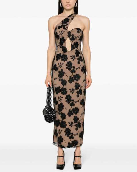 Rochii lungi ROTATE Birger Christensen Layered One-Sleeved Long Dress With Beads Details Beige Femei (BM 17936209) 2