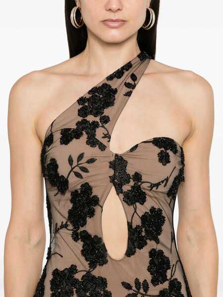 Rochii lungi ROTATE Birger Christensen Layered One-Sleeved Long Dress With Beads Details Beige Femei (BM 17936209) 5