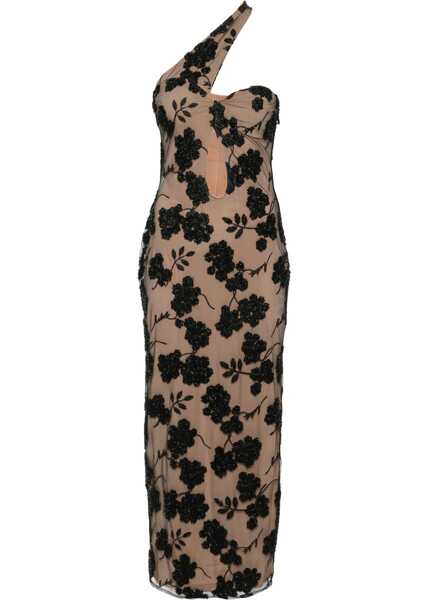 Rochii lungi ROTATE Birger Christensen Layered One-Sleeved Long Dress With Beads Details Beige Femei (BM 17936209) 1