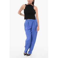 Imbracaminte Armani Dama - Pantaloni casual Armani Silk Pleated Pants Blue Femei (BM 17936212) - B-mall.ro
