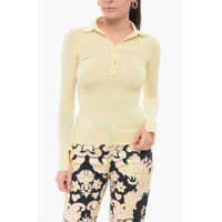 Tricouri Polo Ribbed Cashmere Blend Sweater With Polo Neck Femei