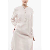 Rochii lungi Dama pagina 5 - Rochii lungi 120 Linen Chemisier Dress With Scalloped Detail White Femei (BM 17936329) - B-mall.ro