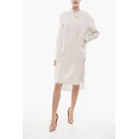 Rochii lungi Linen Chemisier Dress With Scalloped Detail Femei