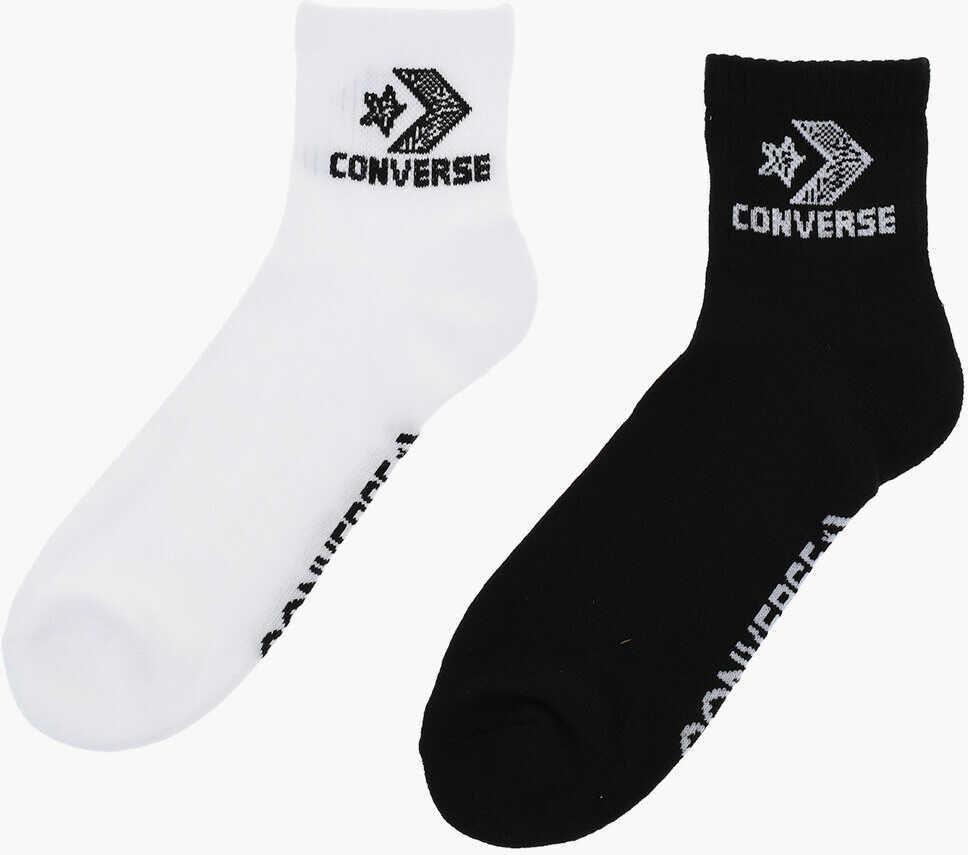 Sosete Converse Set Of 2 Pairs Of Bicolor Socks With Contrasting Logo Black & White Barbati (BM 17936332) 2