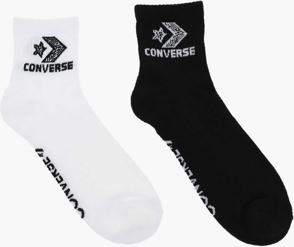 Sosete Converse Set Of 2 Pairs Of Bicolor Socks With Contrasting Logo Black & White Barbati (BM 17936332) 1