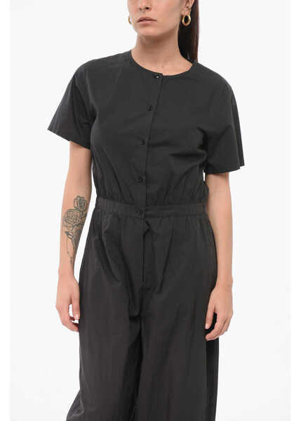 Rochii lungi Woolrich Short Sleeved Poplin Cotton Jumsuit Black Femei (BM 17936347) 4