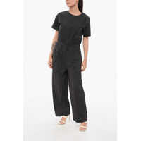 Rochii lungi Short Sleeved Poplin Cotton Jumsuit Femei