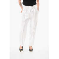 Pantaloni casual Linen And Silk Blended Pants With Pleats Femei