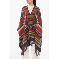Paltoane Oversezed Poncho In Ethnic Jacquard With Fringes Femei