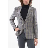 Sacouri Cc Collection Linen Reward Blazer With Check Motif Barbati