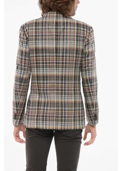 Sacouri CORNELIANI Cc Collection Silk Refined Blazer With Check Pattern Multicolor Barbati (BM 17936407) 2