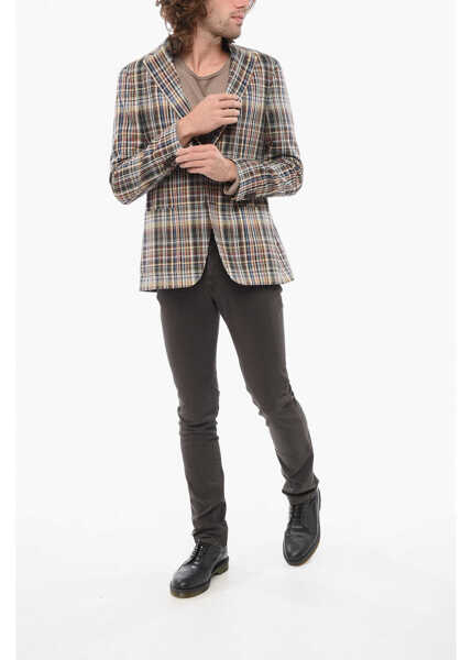 Sacouri CORNELIANI Cc Collection Silk Refined Blazer With Check Pattern Multicolor Barbati (BM 17936407) 4