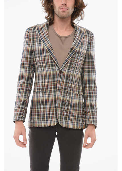 Sacouri CORNELIANI Cc Collection Silk Refined Blazer With Check Pattern Multicolor Barbati (BM 17936407) 1