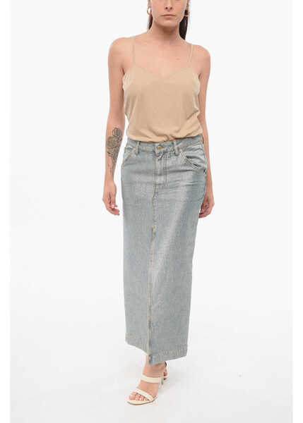 Fuste lungi DARKPARK Lurex Denim Skirt With Vintage Effect Blue Femei (BM 17936419) 4