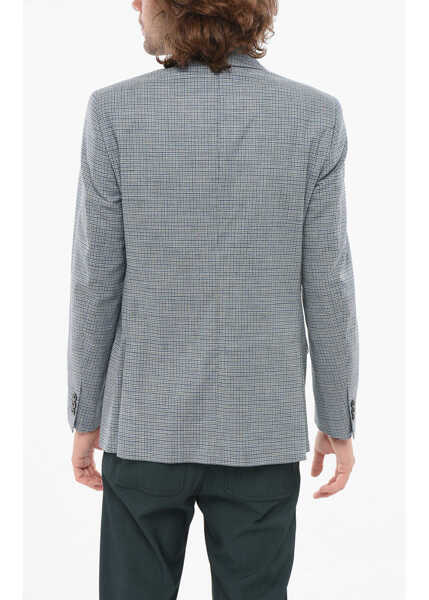 Sacouri CORNELIANI Cc Collection Check Motif Reset Blazer Light Blue Barbati (BM 17936662) 2