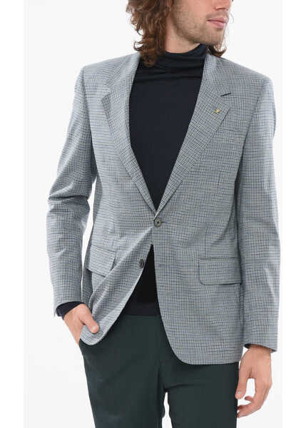 Sacouri CORNELIANI Cc Collection Check Motif Reset Blazer Light Blue Barbati (BM 17936662) 1