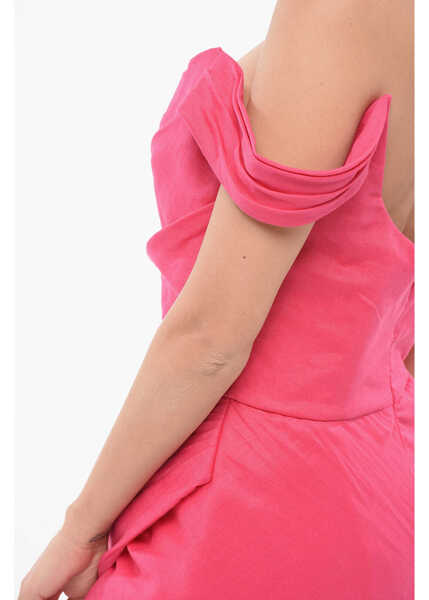 Rochii scurte COSTARELLOS Linen Draped Leanna Dress Pink Femei (BM 17936671) 3