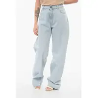 Blugi drepti Light Washed Mom Fit Denims With Embroideries 25Cm Femei