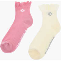Sosete Set Of 2 Stretch Fabric Socks With Scalloped Edge Femei