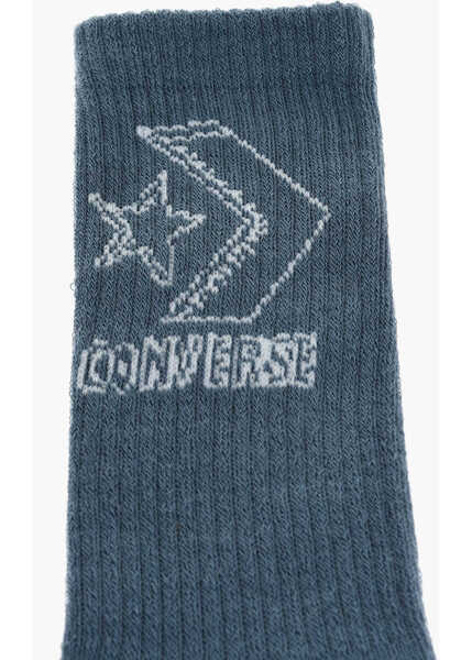 Sosete Converse Set Of 2 Ribbed Long Socks With Contrasting Logo Blue Barbati (BM 17936854) 3
