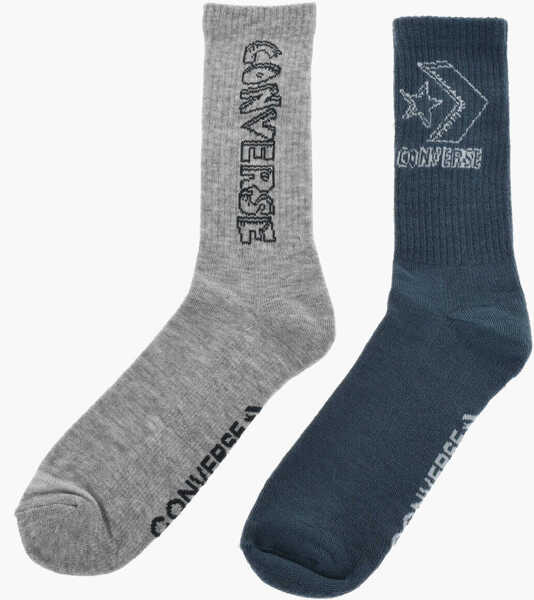 Sosete Converse Set Of 2 Ribbed Long Socks With Contrasting Logo Blue Barbati (BM 17936854) 1
