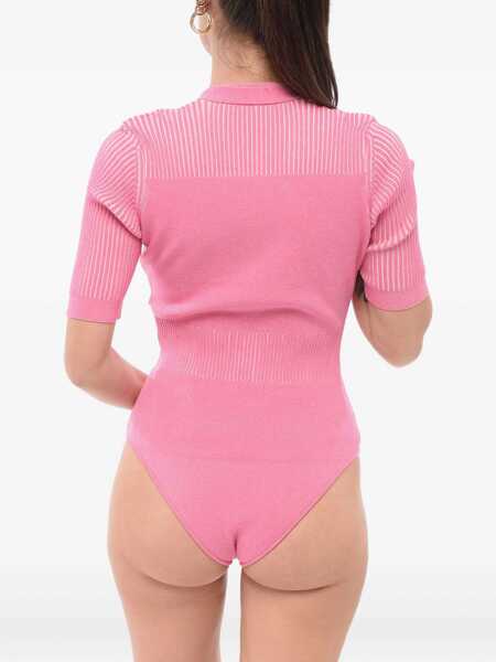 Body-uri JACQUEMUS Knitted Yauco Bodysuit With Polo Neck Pink Femei (BM 17936872) 2