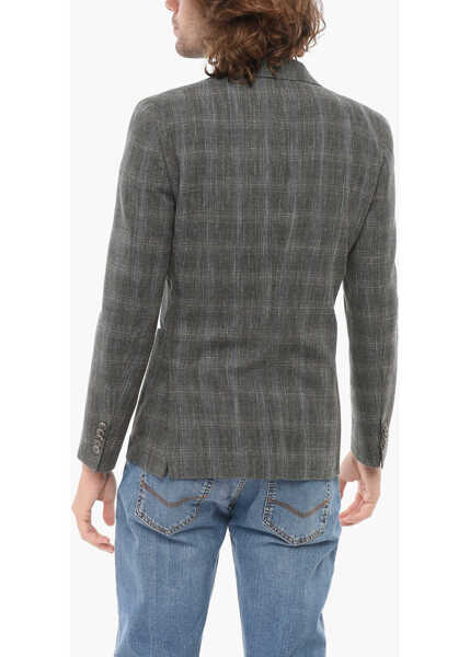 Sacouri CORNELIANI Cc Collection Cool Wool Reward Blazer With Check Motif Military Green Barbati (BM 17936896) 2