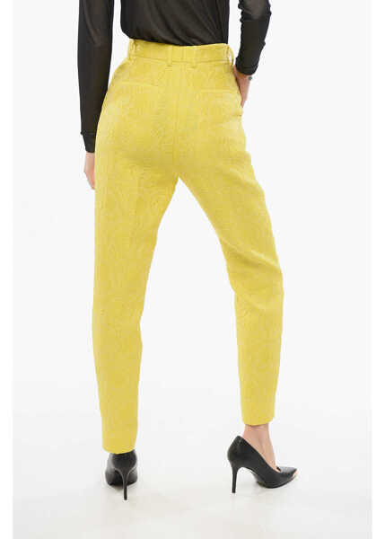 Pantaloni casual Dolce & Gabbana Brocade Tapered Pants Yellow Femei (BM 17936917) 2