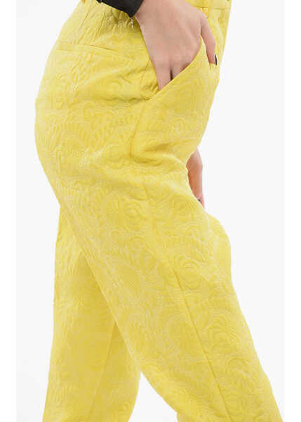 Pantaloni casual Dolce & Gabbana Brocade Tapered Pants Yellow Femei (BM 17936917) 3
