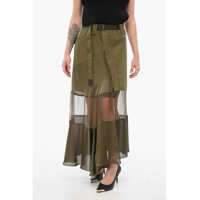 Fuste lungi Asymmetric Skirt With Sheer Detail Femei