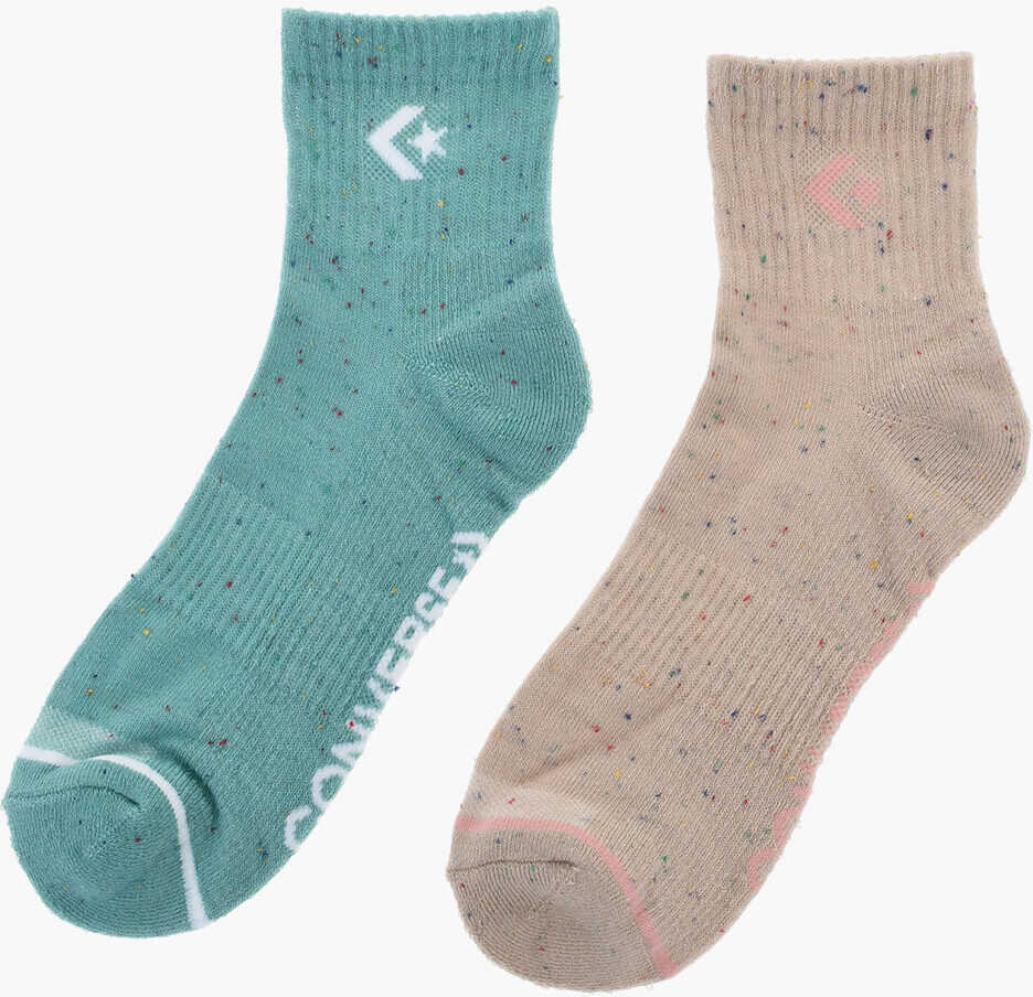 Sosete Converse Set 2 Pairs Of Stretch Fabric Socks With Multicolor Details Beige Femei (BM 17936944) 1