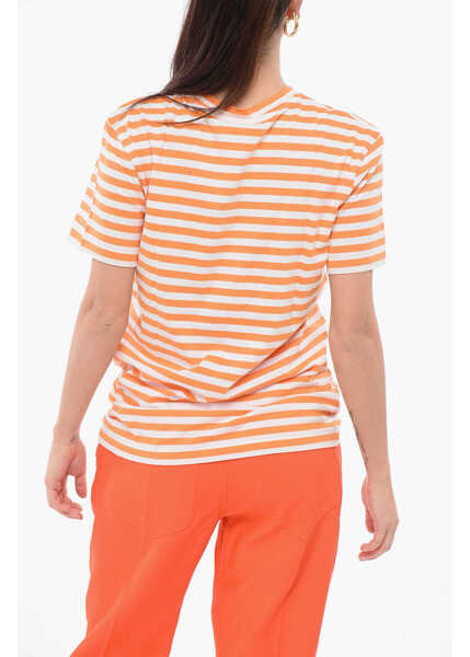 Tricouri Patou Awning Striped Cotton T-Shirt With Printed Logo Orange Femei (BM 17937076) 2