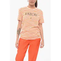Tricouri Awning Striped Cotton T-Shirt With Printed Logo Femei