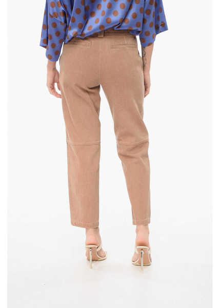 Pantaloni casual YVES SALOMON Ys Army Denim Chinos Pants With Transversal Stitchings Brown Femei (BM 17937082) 2