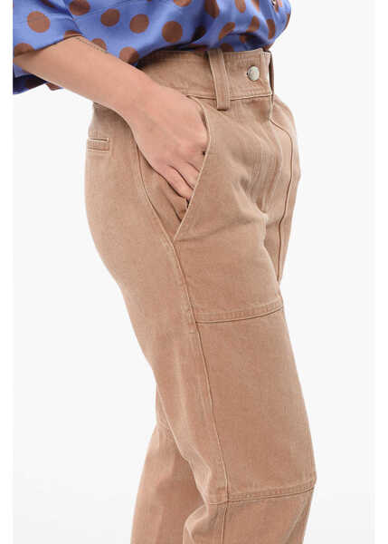 Pantaloni casual YVES SALOMON Ys Army Denim Chinos Pants With Transversal Stitchings Brown Femei (BM 17937082) 3