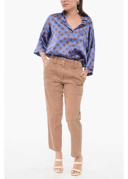 Pantaloni casual YVES SALOMON Ys Army Denim Chinos Pants With Transversal Stitchings Brown Femei (BM 17937082) 4