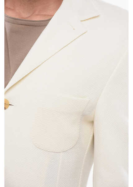 Sacouri CORNELIANI Virgin Wool Blazer With Patch Pockets White Barbati (BM 17937091) 3