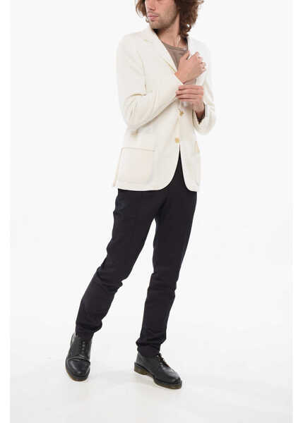 Sacouri CORNELIANI Virgin Wool Blazer With Patch Pockets White Barbati (BM 17937091) 4