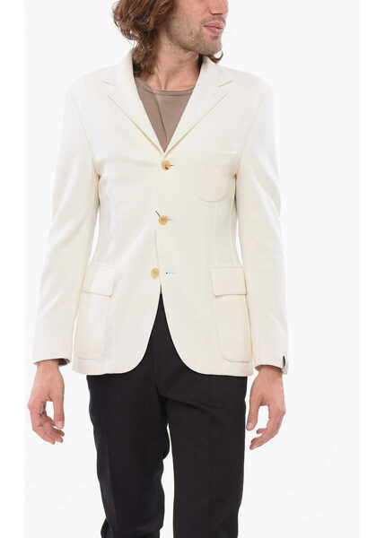 Sacouri CORNELIANI Virgin Wool Blazer With Patch Pockets White Barbati (BM 17937091) 1